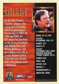 2012 Select AFL Eternity - Hall of Fame Series 4 #HF217 Kevin Sheedy Back
